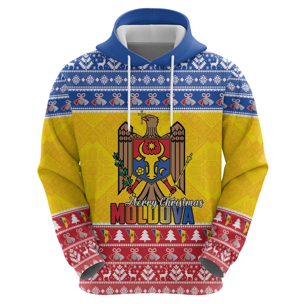 Moldova Christmas Zip Hoodie Coat Of Arms Craciun fericit - Wonder Print Shop