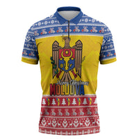 Moldova Christmas Zipper Polo Shirt Coat Of Arms Craciun fericit - Wonder Print Shop