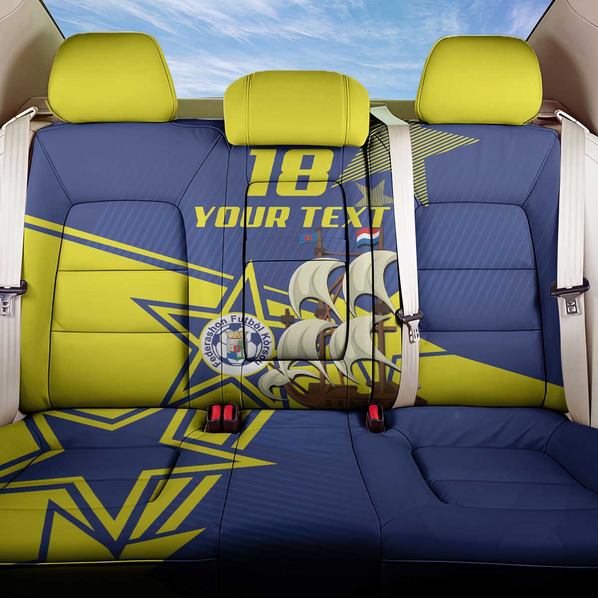 Curacao Football Pride Custom Back Car Seat Cover La Familia Azul Go Champions - Wonder Print Shop