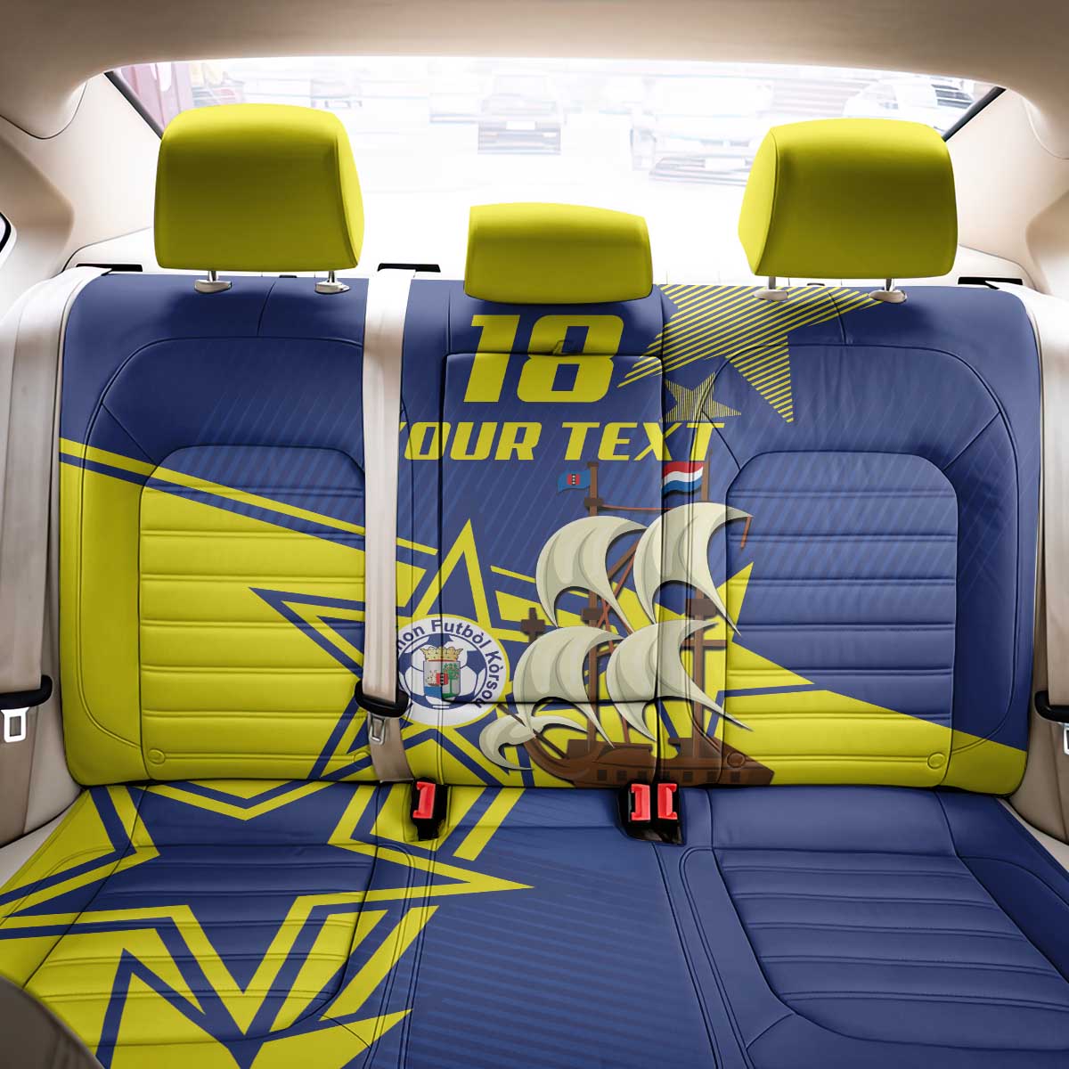 Curacao Football Pride Custom Back Car Seat Cover La Familia Azul Go Champions - Wonder Print Shop