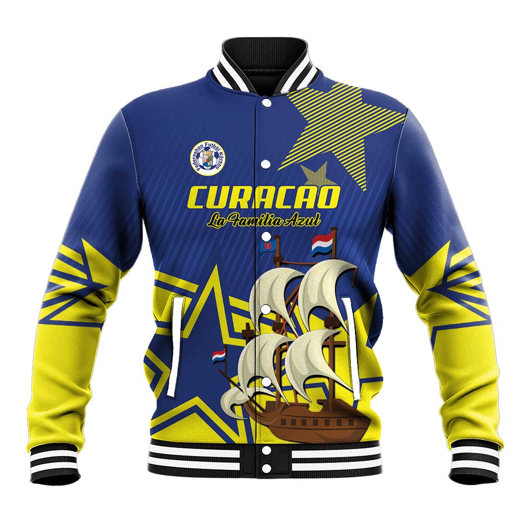 Curacao Football Pride Custom Baseball Jacket La Familia Azul Go Champions - Wonder Print Shop