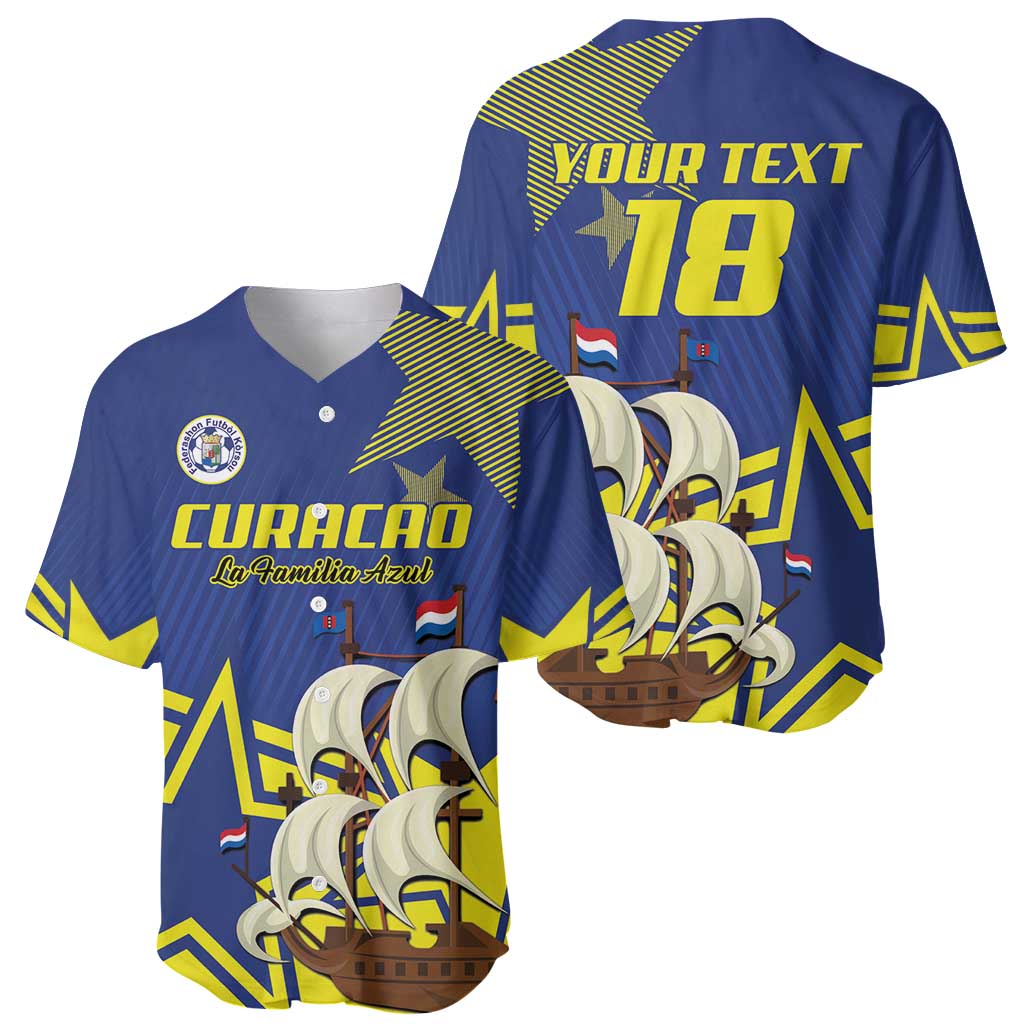 Curacao Football Pride Custom Baseball Jersey La Familia Azul Go Champions - Wonder Print Shop
