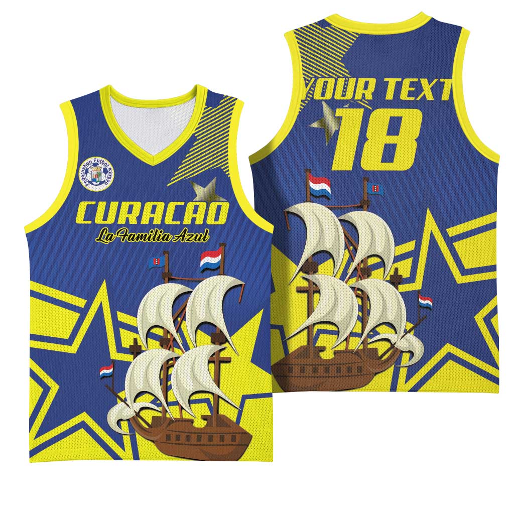 Curacao Football Pride Custom Basketball Jersey La Familia Azul Go Champions - Wonder Print Shop
