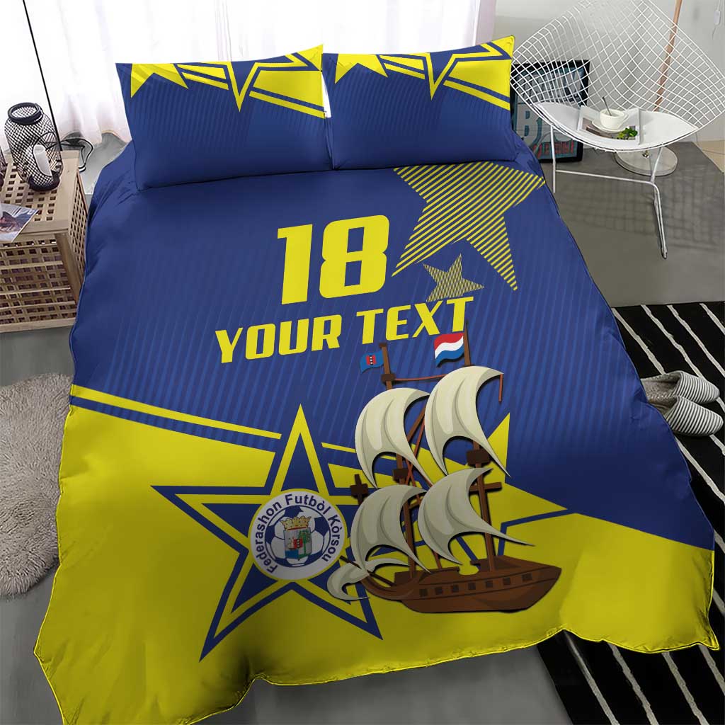 Curacao Football Pride Custom Bedding Set La Familia Azul Go Champions - Wonder Print Shop
