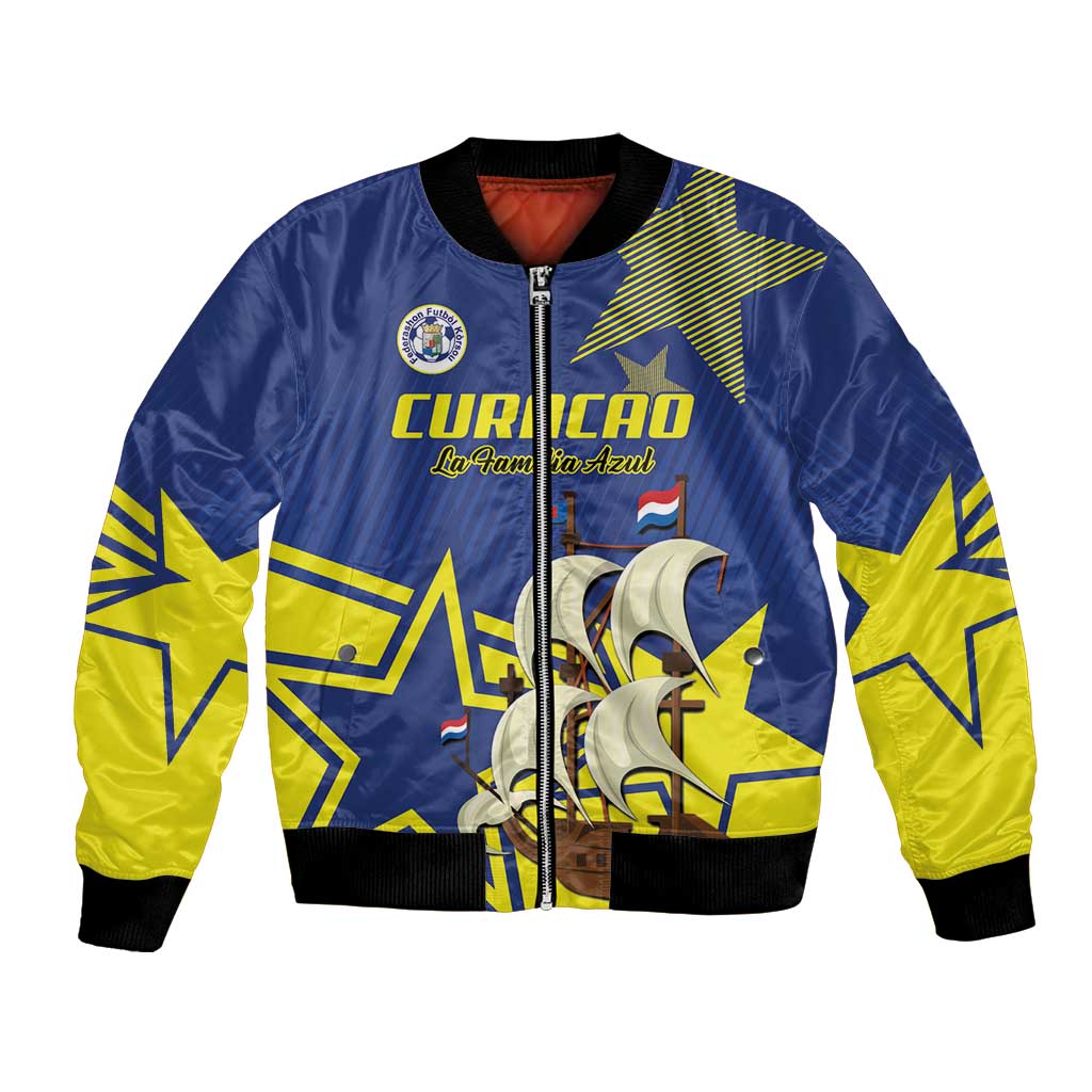 Curacao Football Pride Custom Bomber Jacket La Familia Azul Go Champions - Wonder Print Shop