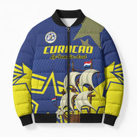 Curacao Football Pride Custom Bomber Puffer Jacket La Familia Azul Go Champions - Wonder Print Shop