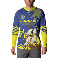 Curacao Football Pride Custom Button Sweatshirt La Familia Azul Go Champions - Wonder Print Shop