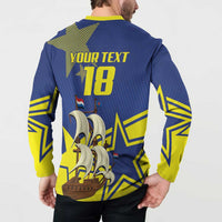 Curacao Football Pride Custom Button Sweatshirt La Familia Azul Go Champions - Wonder Print Shop