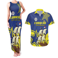 Curacao Football Pride Custom Couples Matching Tank Maxi Dress and Hawaiian Shirt La Familia Azul Go Champions - Wonder Print Shop