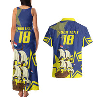 Curacao Football Pride Custom Couples Matching Tank Maxi Dress and Hawaiian Shirt La Familia Azul Go Champions - Wonder Print Shop