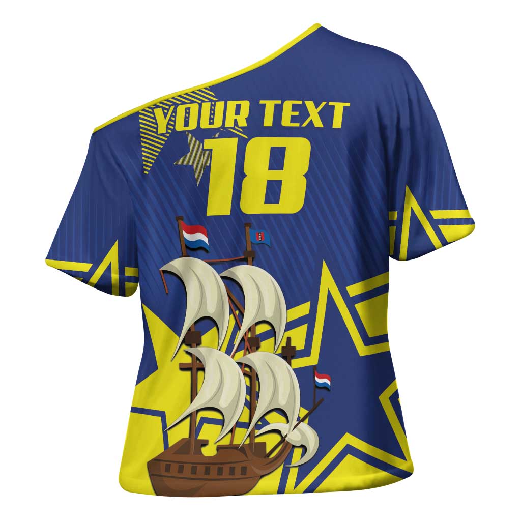 Curacao Football Pride Custom Cross Shoulder Shirt La Familia Azul Go Champions - Wonder Print Shop