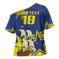 Curacao Football Pride Custom Cross Shoulder Shirt La Familia Azul Go Champions - Wonder Print Shop