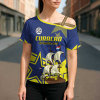 Curacao Football Pride Custom Cross Shoulder Shirt La Familia Azul Go Champions - Wonder Print Shop