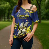 Curacao Football Pride Custom Cross Shoulder Shirt La Familia Azul Go Champions - Wonder Print Shop