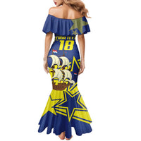 Curacao Football Pride Custom Family Matching Mermaid Dress and Hawaiian Shirt La Familia Azul Go Champions - Wonder Print Shop