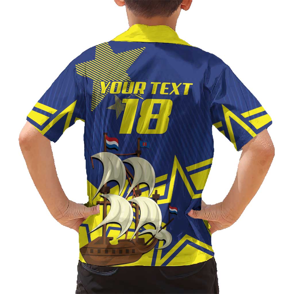 Curacao Football Pride Custom Family Matching Off Shoulder Short Dress and Hawaiian Shirt La Familia Azul Go Champions - Wonder Print Shop