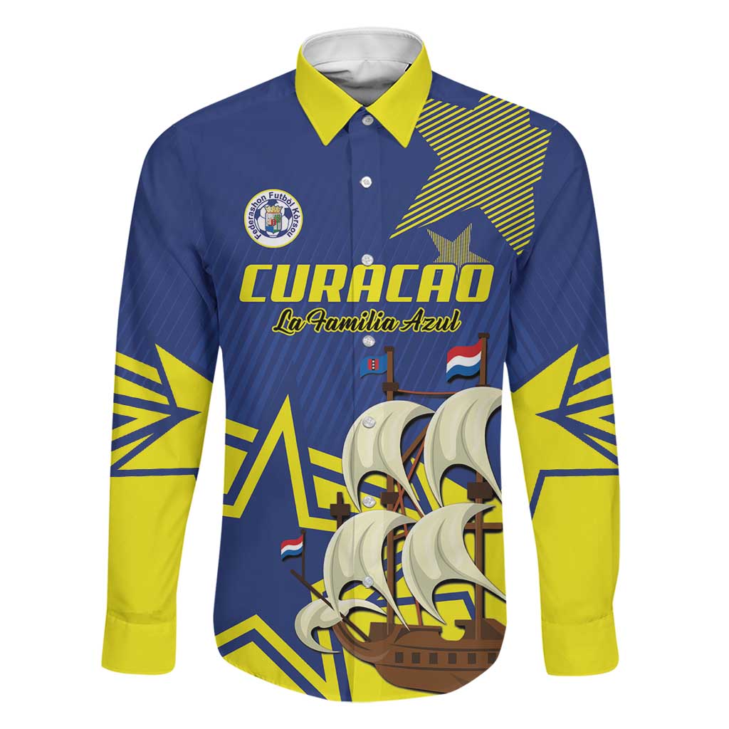 Curacao Football Pride Custom Family Matching Off Shoulder Short Dress and Hawaiian Shirt La Familia Azul Go Champions - Wonder Print Shop
