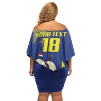 Curacao Football Pride Custom Family Matching Off Shoulder Short Dress and Hawaiian Shirt La Familia Azul Go Champions - Wonder Print Shop