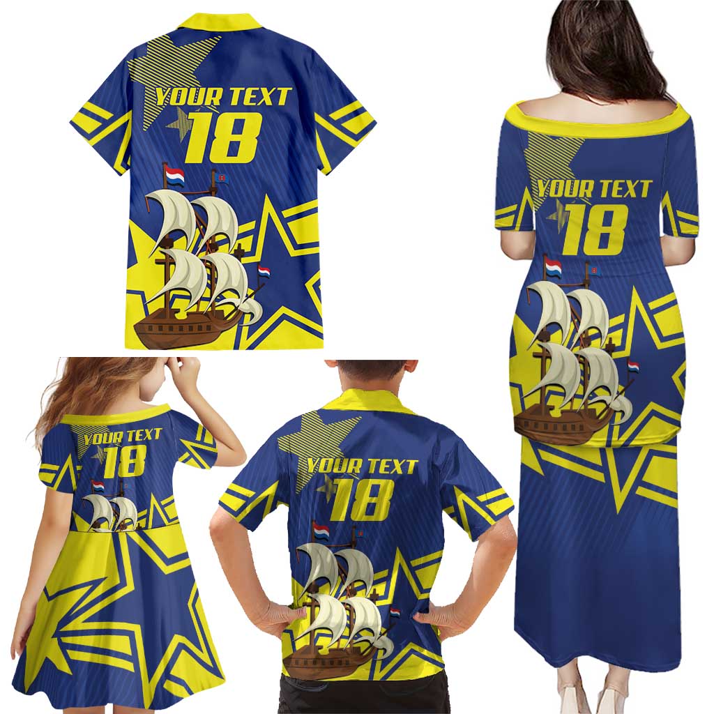 Curacao Football Pride Custom Family Matching Puletasi and Hawaiian Shirt La Familia Azul Go Champions - Wonder Print Shop