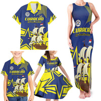 Curacao Football Pride Custom Family Matching Tank Maxi Dress and Hawaiian Shirt La Familia Azul Go Champions - Wonder Print Shop