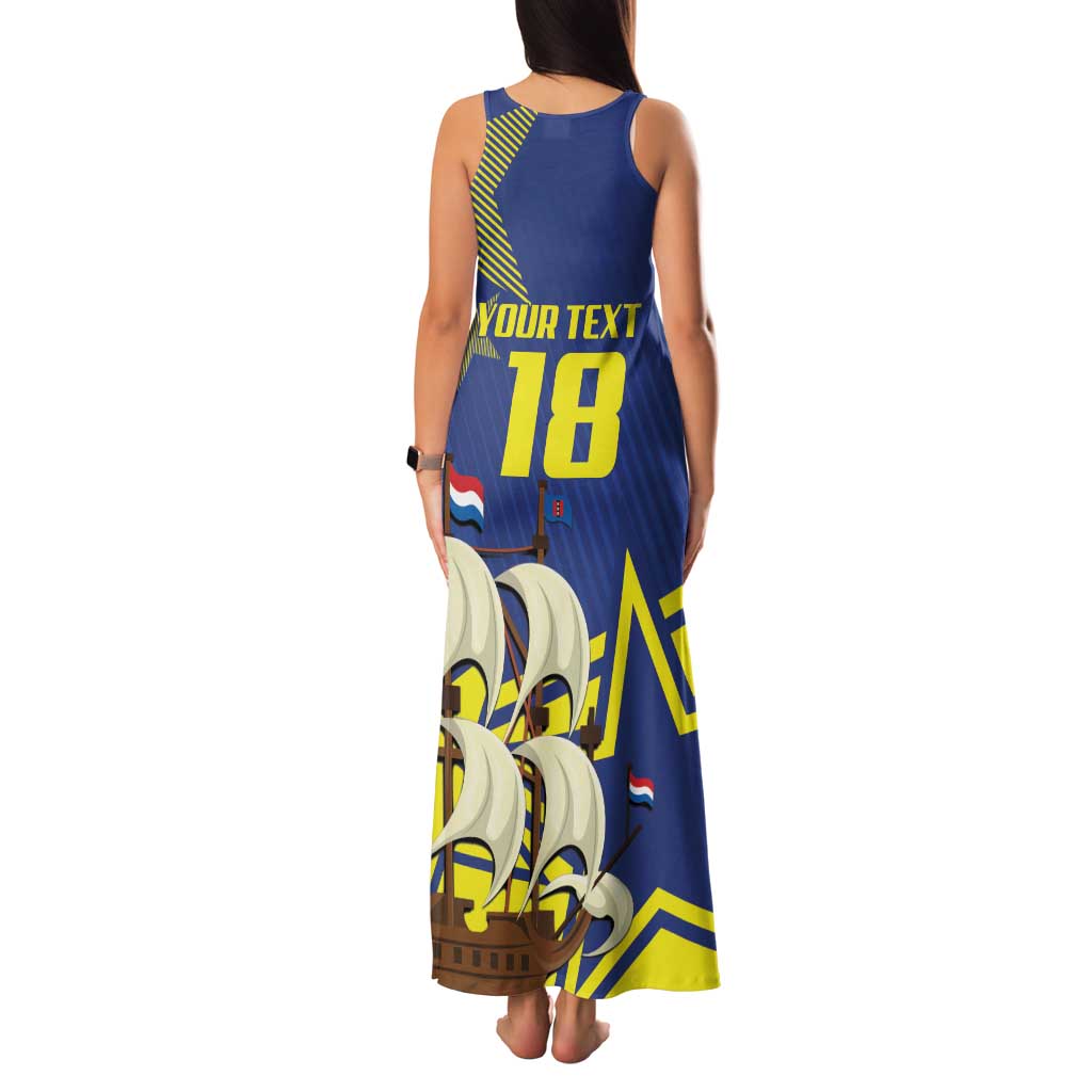 Curacao Football Pride Custom Family Matching Tank Maxi Dress and Hawaiian Shirt La Familia Azul Go Champions - Wonder Print Shop