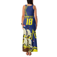 Curacao Football Pride Custom Family Matching Tank Maxi Dress and Hawaiian Shirt La Familia Azul Go Champions - Wonder Print Shop