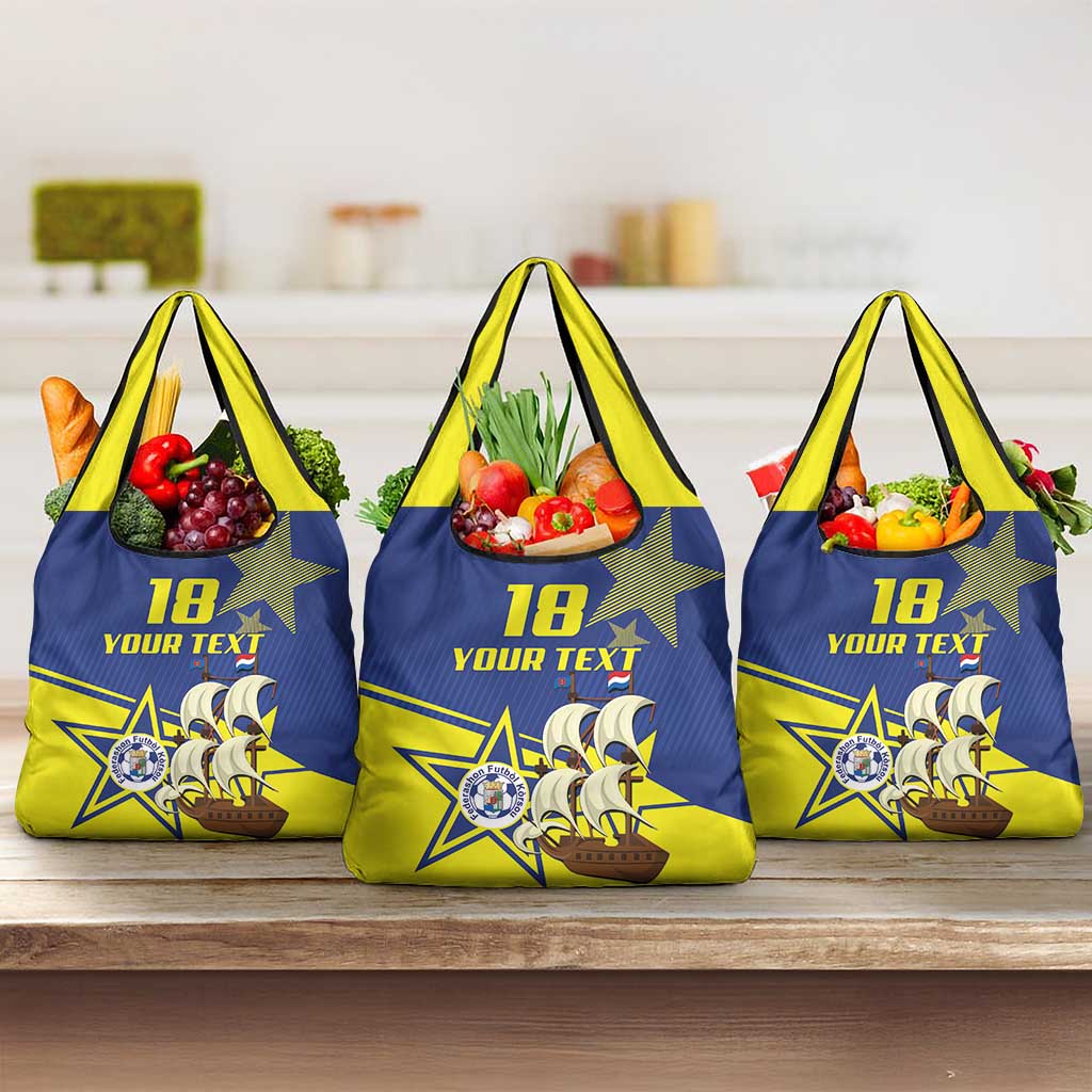 Curacao Football Pride Custom Grocery Bag La Familia Azul Go Champions - Wonder Print Shop