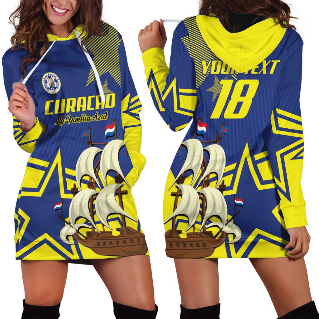 Curacao Football Pride Custom Hoodie Dress La Familia Azul Go Champions - Wonder Print Shop