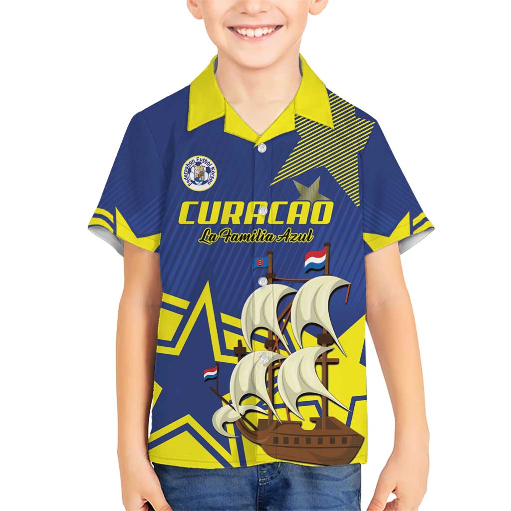 Curacao Football Pride Custom Kid Hawaiian Shirt La Familia Azul Go Champions - Wonder Print Shop