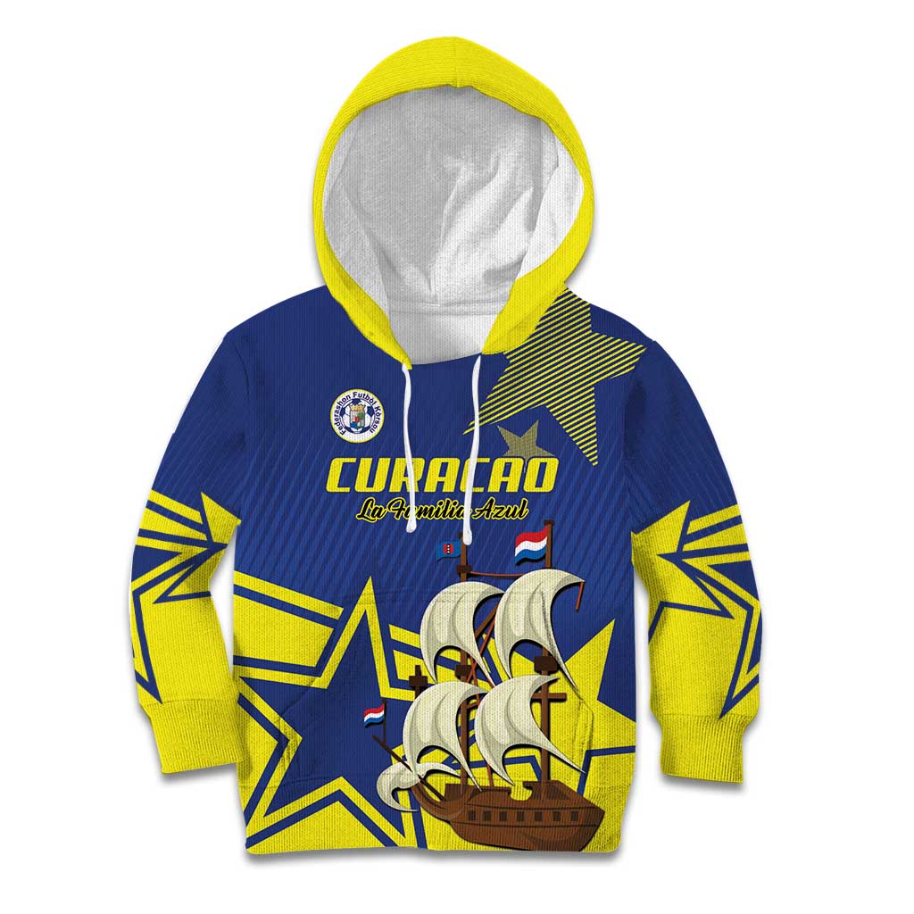 Curacao Football Pride Custom Kid Hoodie La Familia Azul Go Champions - Wonder Print Shop