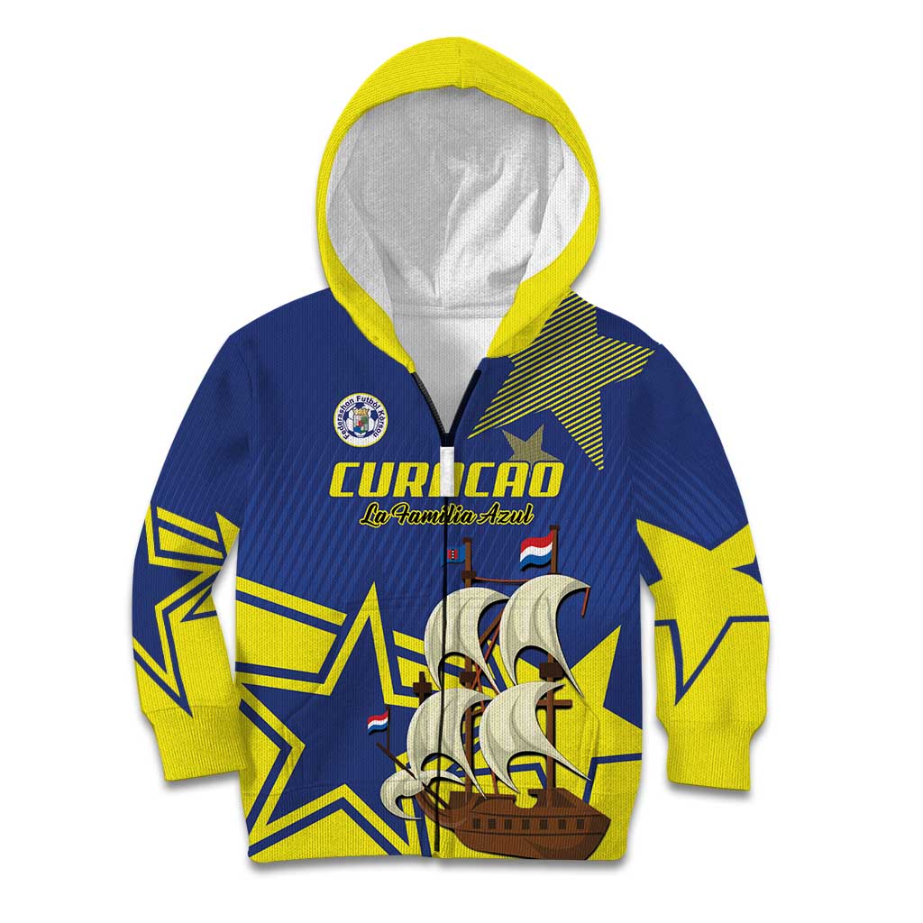 Curacao Football Pride Custom Kid Hoodie La Familia Azul Go Champions - Wonder Print Shop