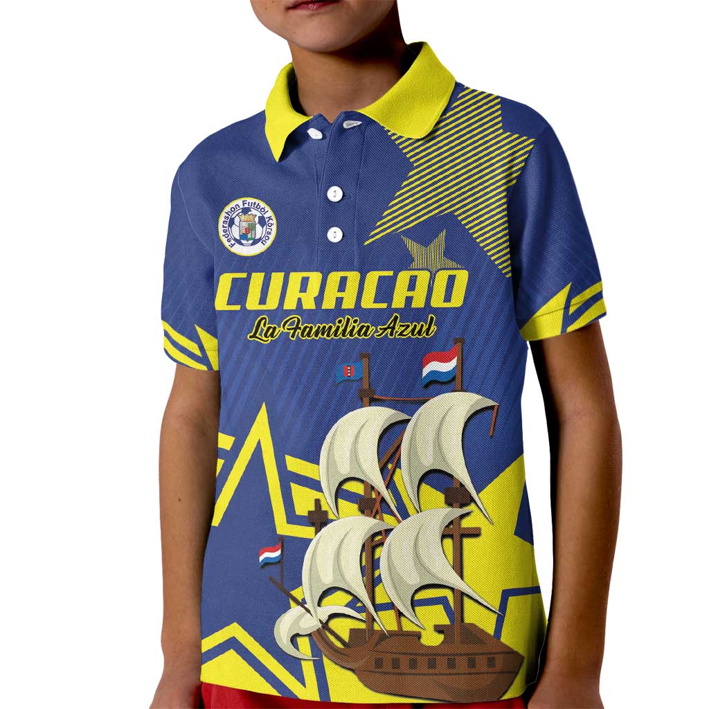 Curacao Football Pride Custom Kid Polo Shirt La Familia Azul Go Champions - Wonder Print Shop