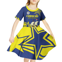 Curacao Football Pride Custom Kid Short Sleeve Dress La Familia Azul Go Champions - Wonder Print Shop