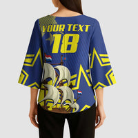 Curacao Football Pride Custom Kimono Sleeve Blouse La Familia Azul Go Champions - Wonder Print Shop