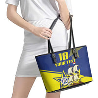 Curacao Football Pride Custom Leather Tote Bag La Familia Azul Go Champions - Wonder Print Shop