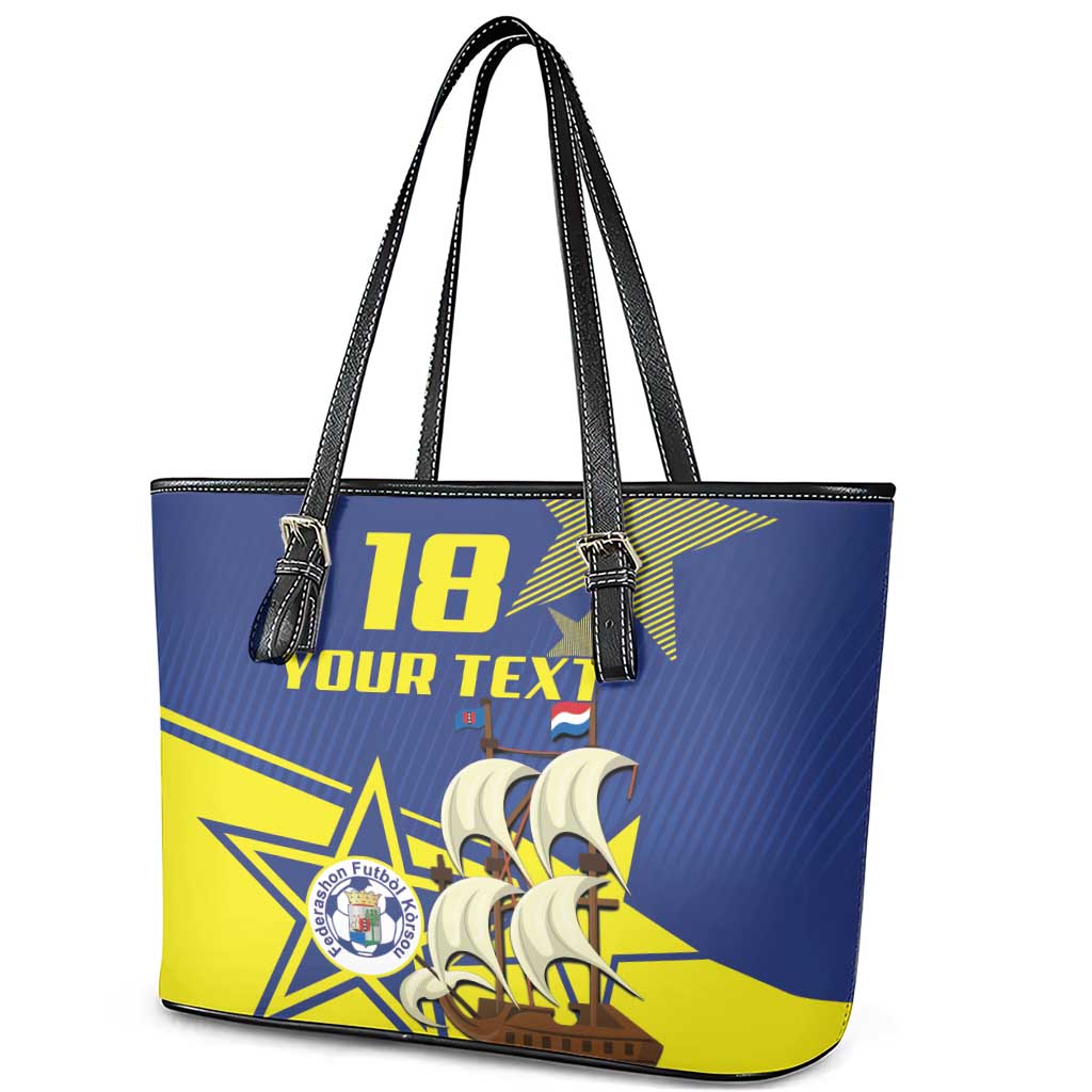 Curacao Football Pride Custom Leather Tote Bag La Familia Azul Go Champions - Wonder Print Shop