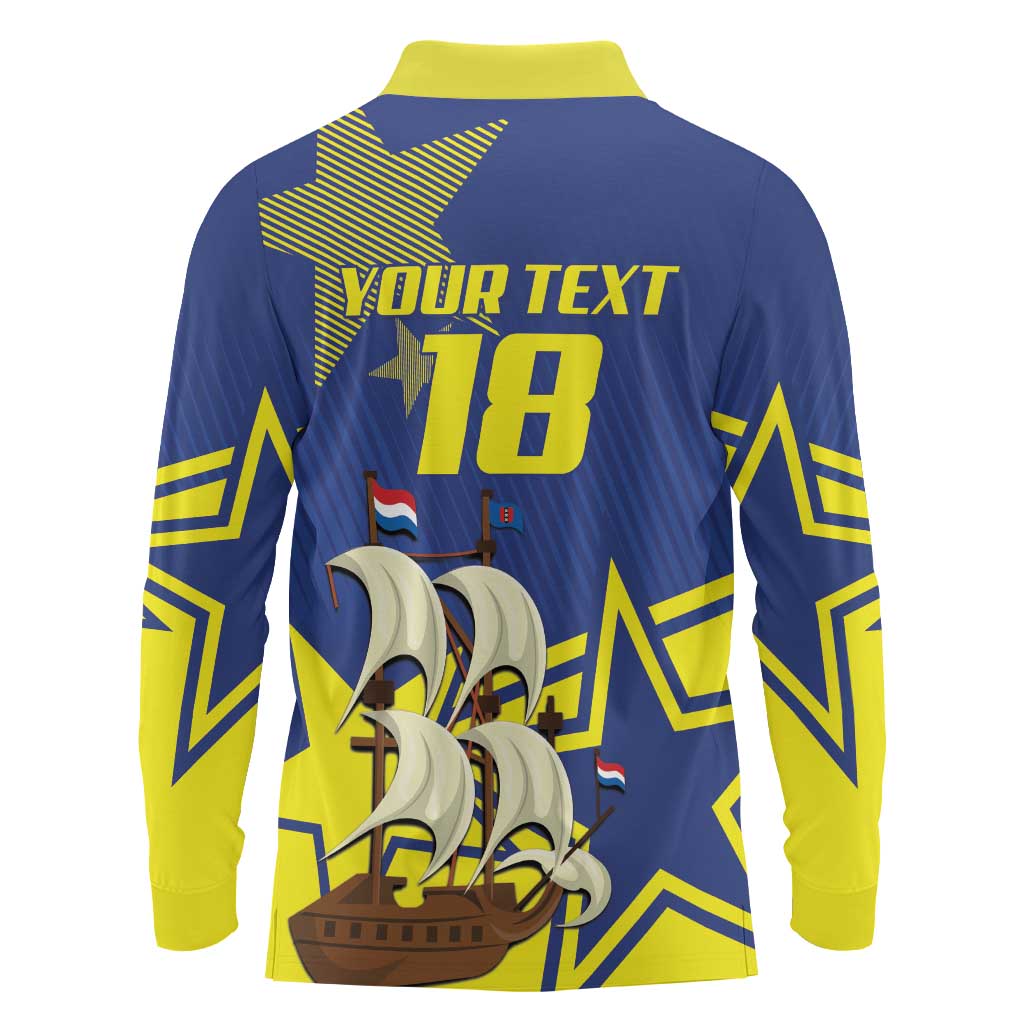 Curacao Football Pride Custom Long Sleeve Polo Shirt La Familia Azul Go Champions - Wonder Print Shop