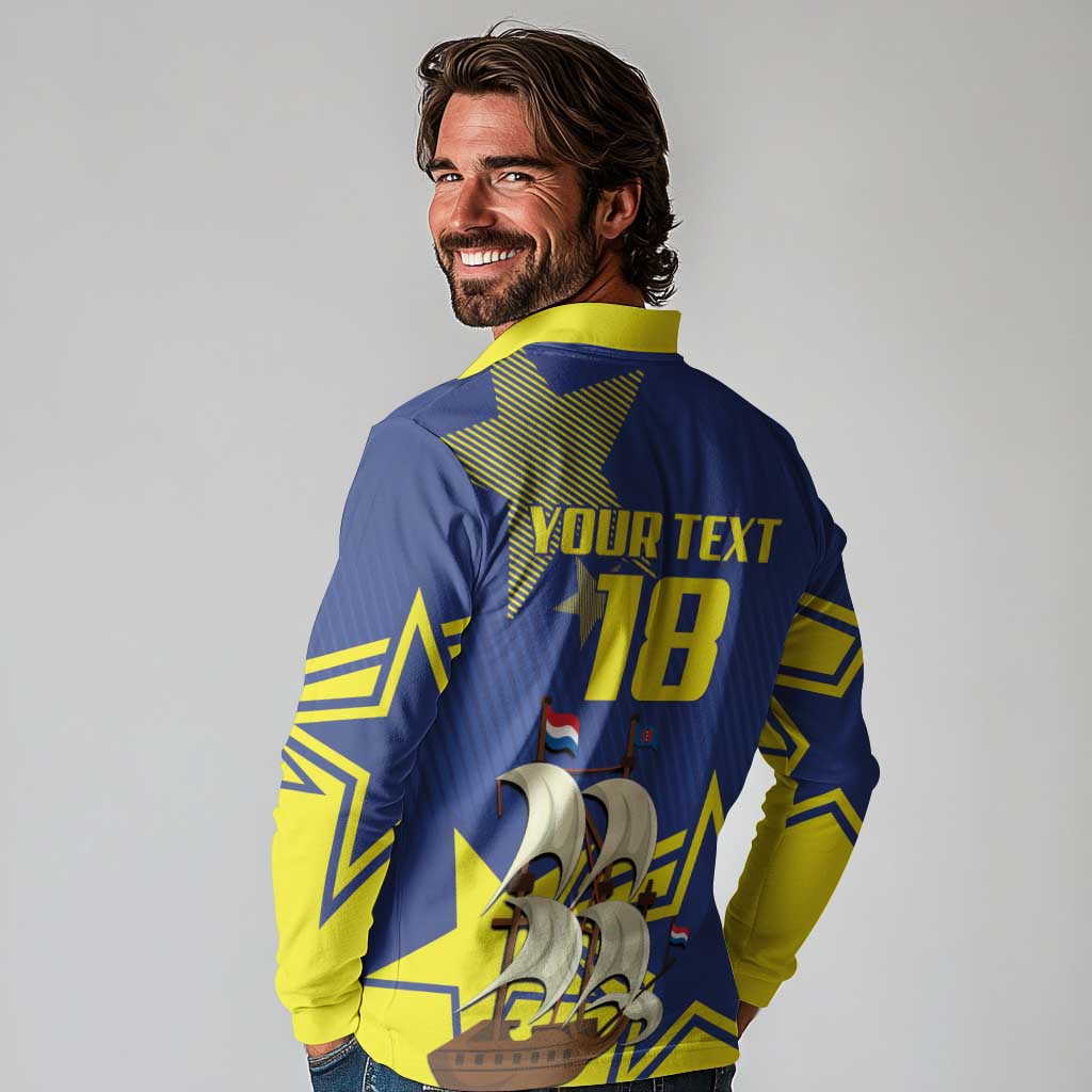 Curacao Football Pride Custom Long Sleeve Polo Shirt La Familia Azul Go Champions - Wonder Print Shop