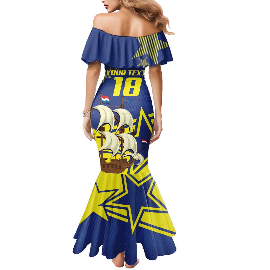Curacao Football Pride Custom Mermaid Dress La Familia Azul Go Champions - Wonder Print Shop