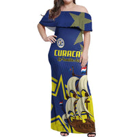 Curacao Football Pride Custom Off Shoulder Maxi Dress La Familia Azul Go Champions - Wonder Print Shop
