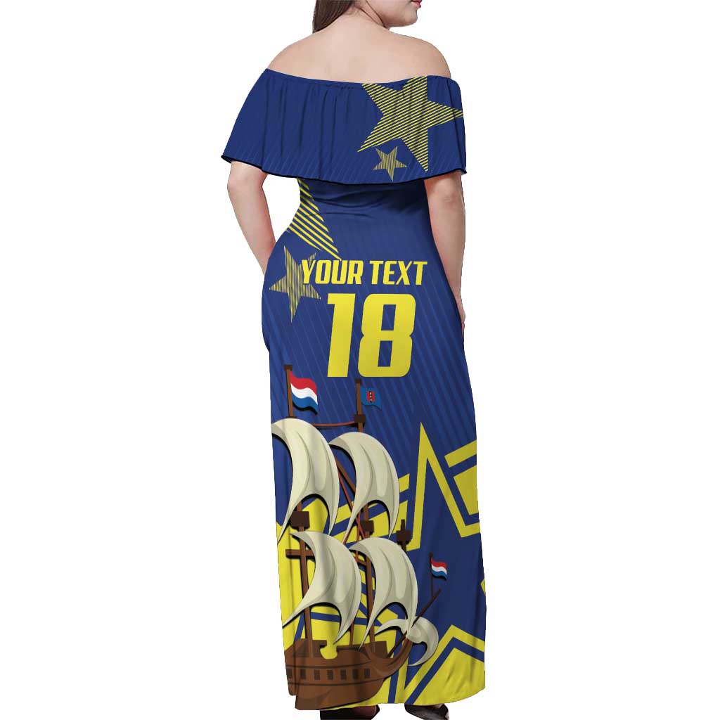 Curacao Football Pride Custom Off Shoulder Maxi Dress La Familia Azul Go Champions - Wonder Print Shop