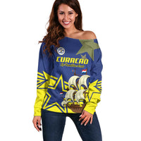 Curacao Football Pride Custom Off Shoulder Sweater La Familia Azul Go Champions - Wonder Print Shop