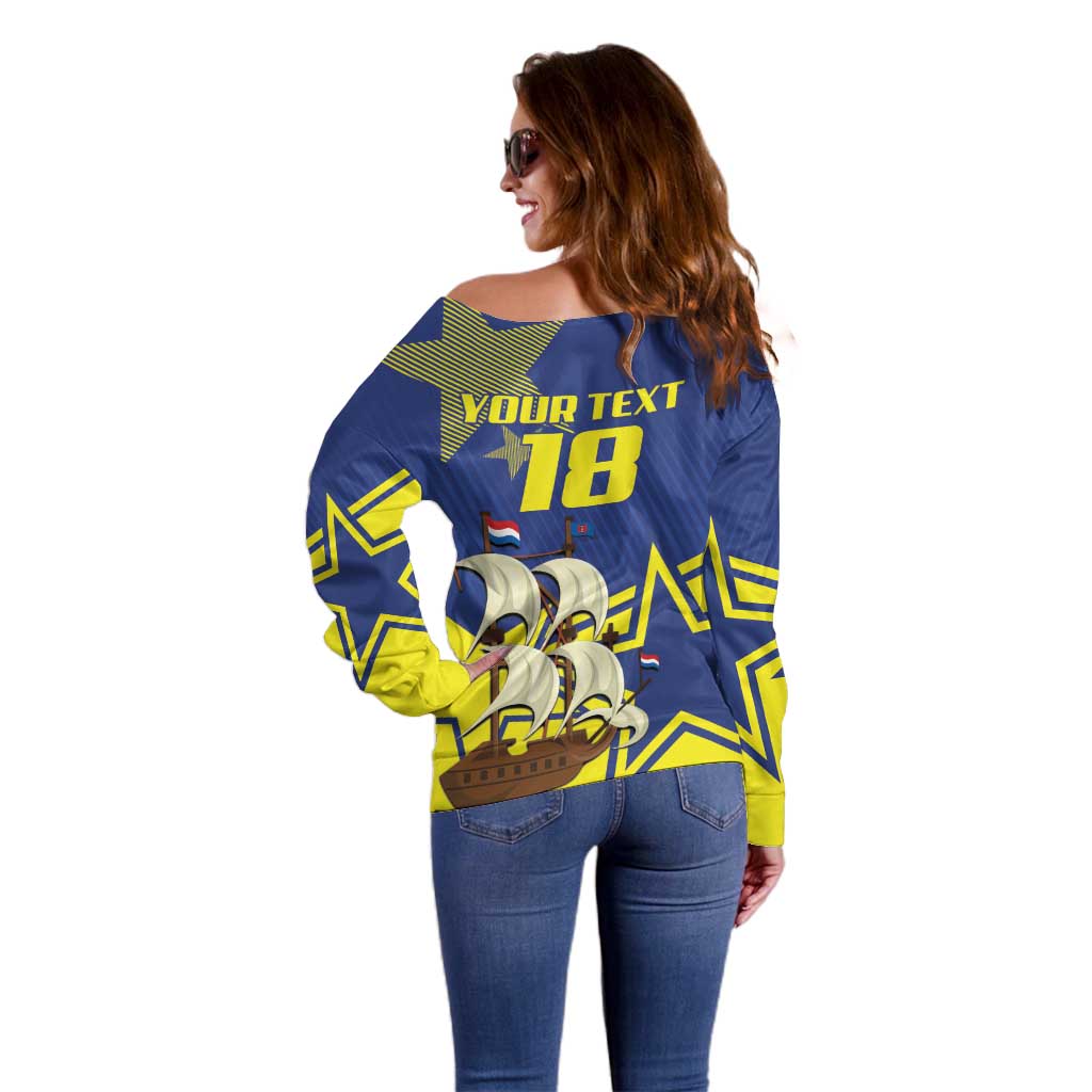 Curacao Football Pride Custom Off Shoulder Sweater La Familia Azul Go Champions - Wonder Print Shop