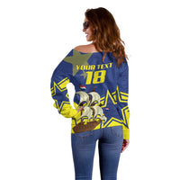 Curacao Football Pride Custom Off Shoulder Sweater La Familia Azul Go Champions - Wonder Print Shop