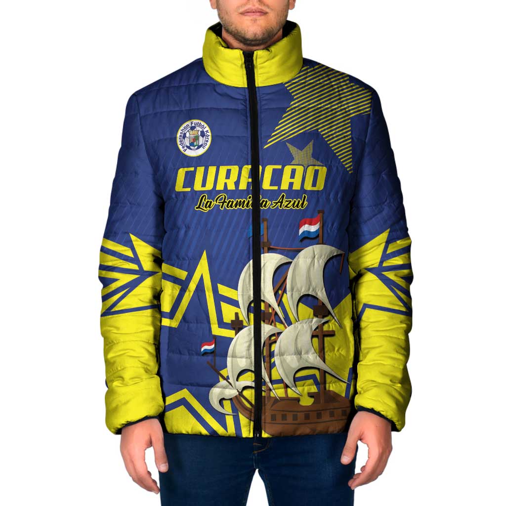 Curacao Football Pride Custom Padded Jacket La Familia Azul Go Champions - Wonder Print Shop