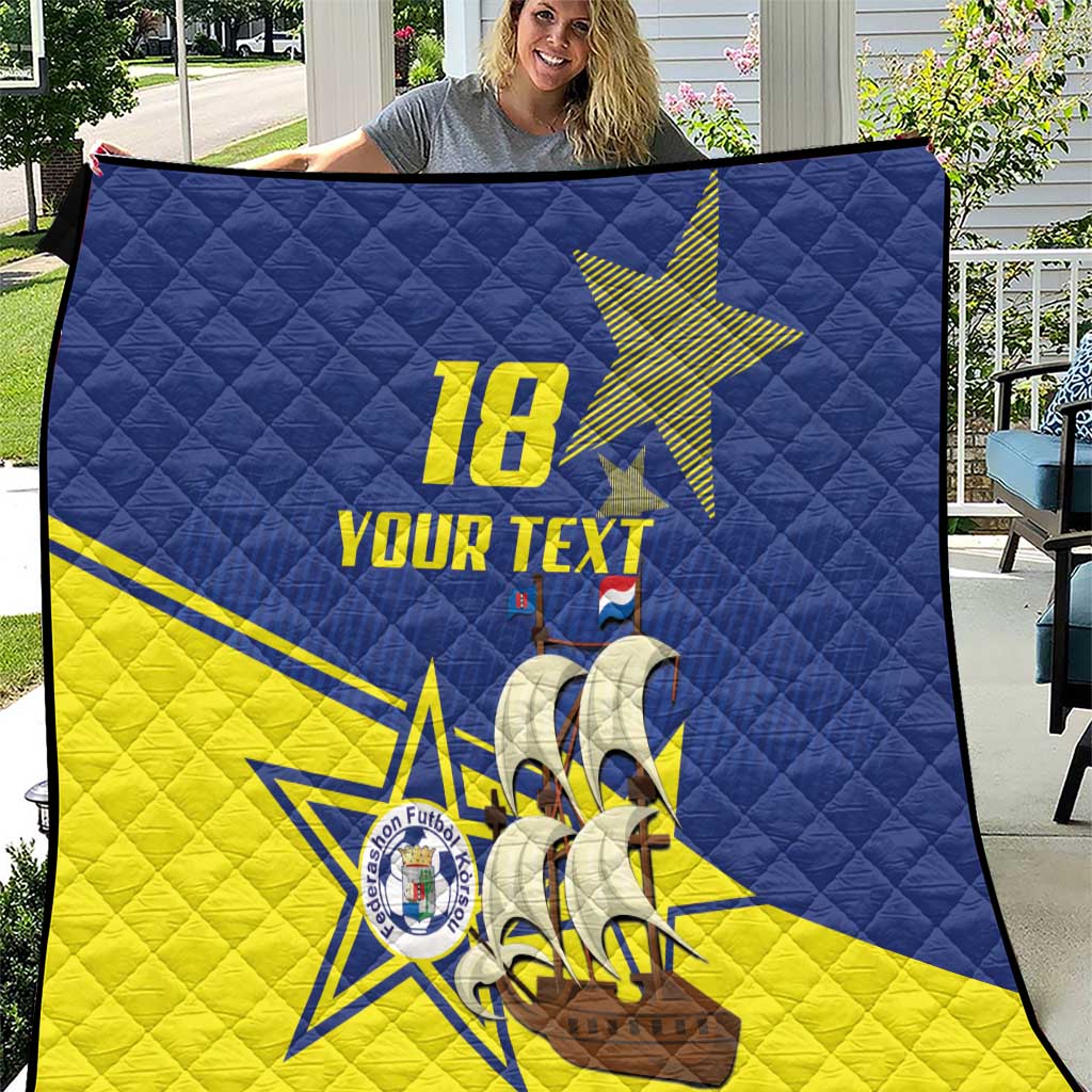 Curacao Football Pride Custom Quilt La Familia Azul Go Champions - Wonder Print Shop