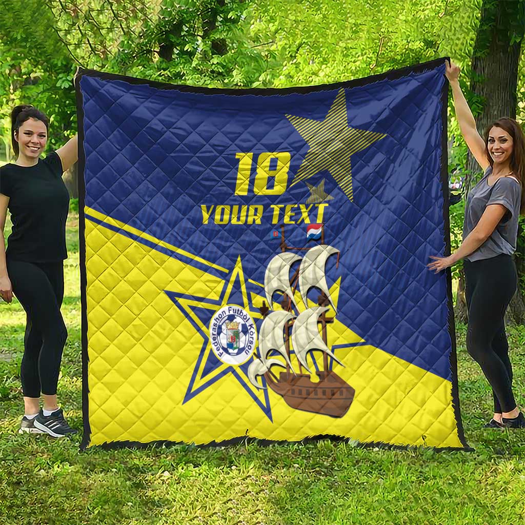 Curacao Football Pride Custom Quilt La Familia Azul Go Champions - Wonder Print Shop