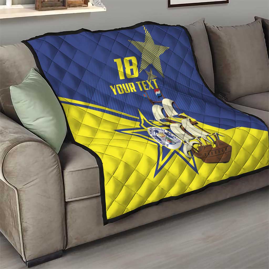 Curacao Football Pride Custom Quilt La Familia Azul Go Champions - Wonder Print Shop