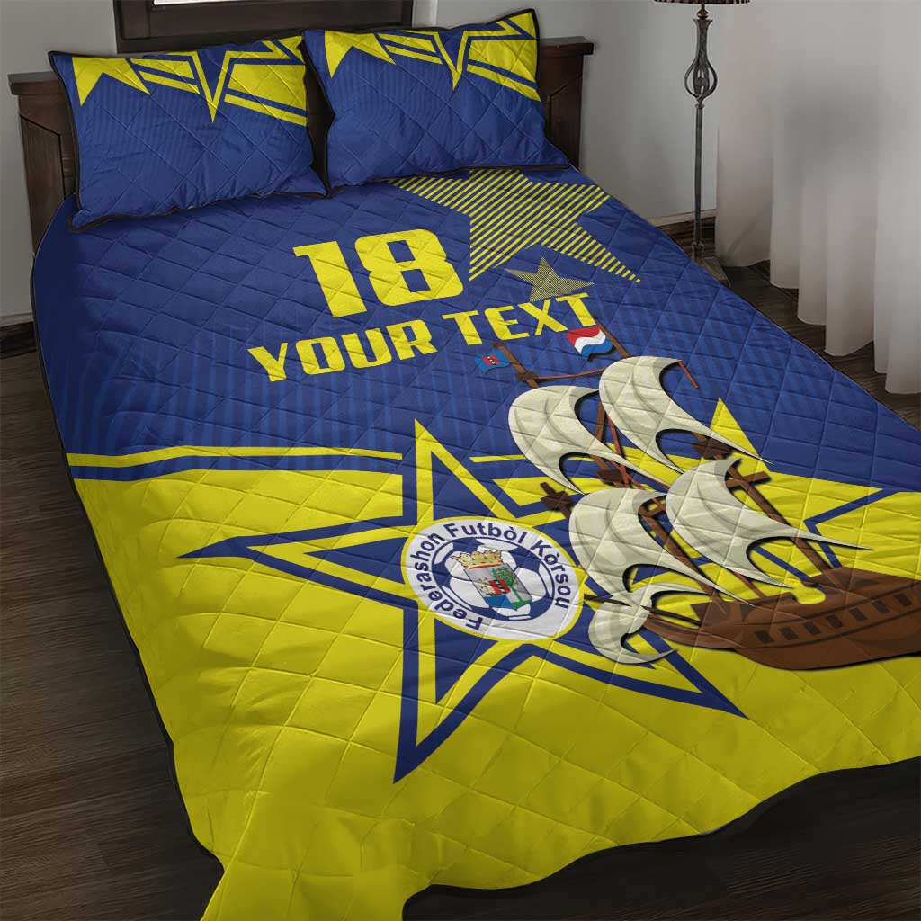 Curacao Football Pride Custom Quilt Bed Set La Familia Azul Go Champions - Wonder Print Shop