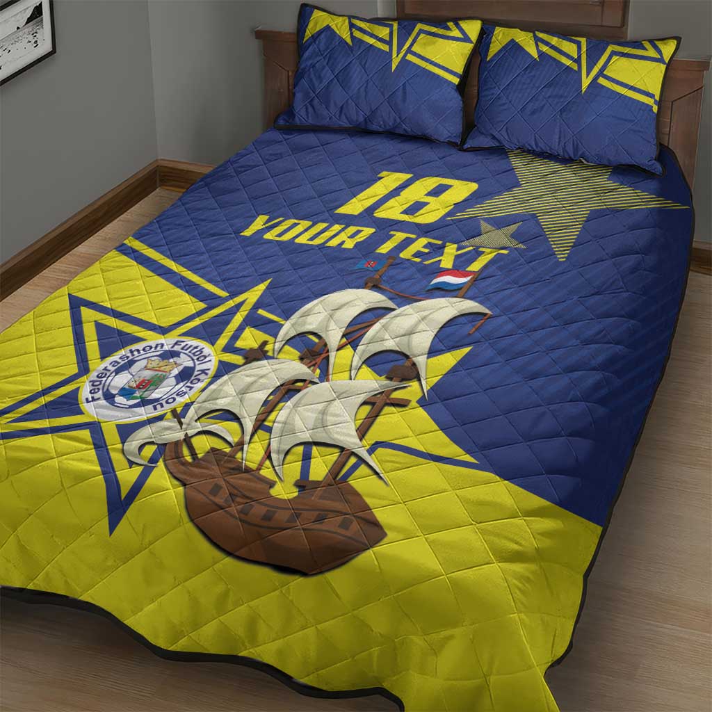 Curacao Football Pride Custom Quilt Bed Set La Familia Azul Go Champions - Wonder Print Shop